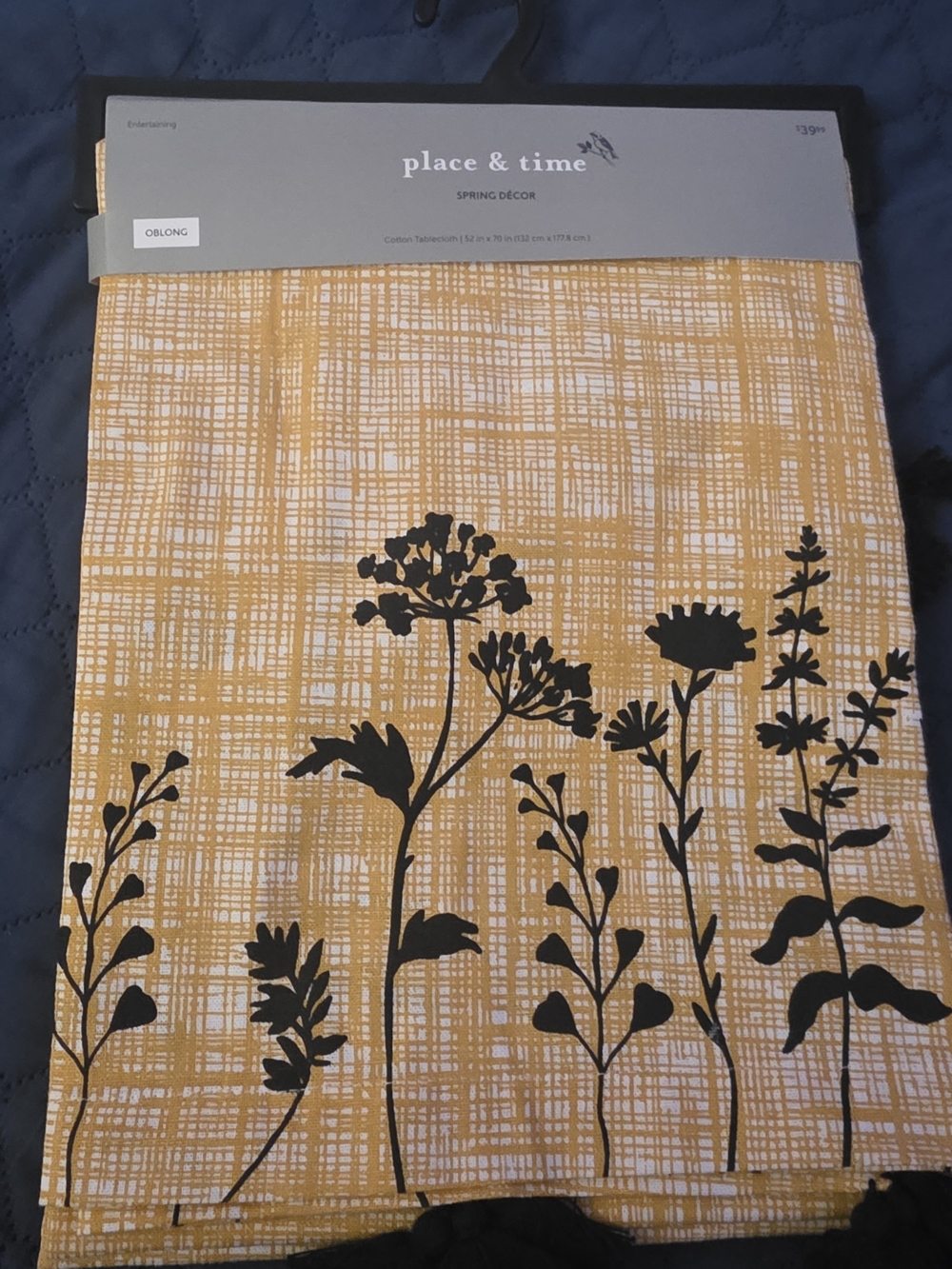 Place & Time JO-ANN's (Oblong) Tablecloth In Mustard Yellow Cotton Tablecloth - Picture 10 of 11